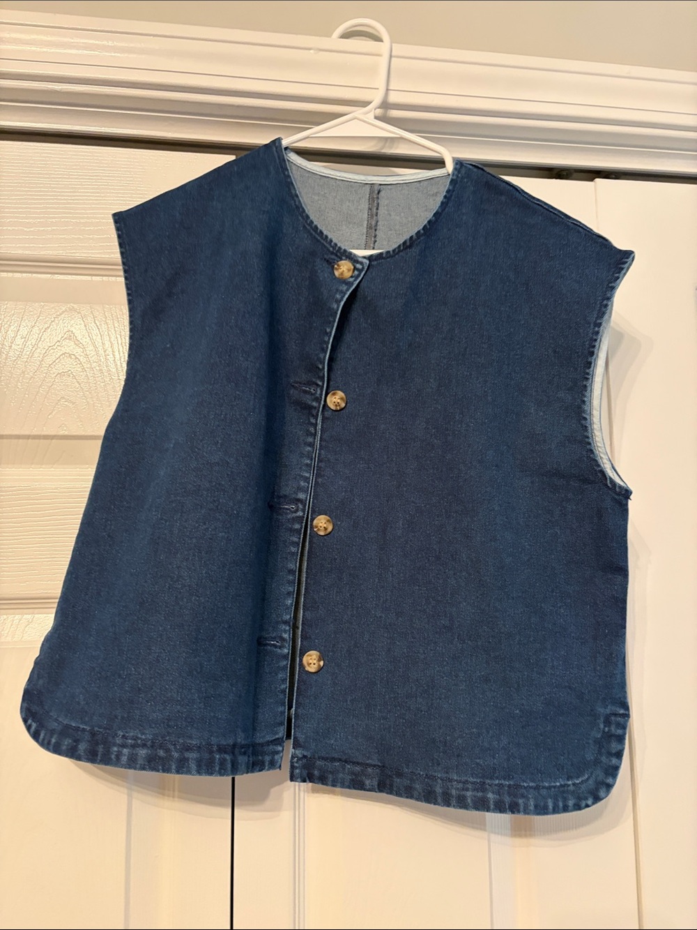 Denim vest cropped, cap sleeve XL